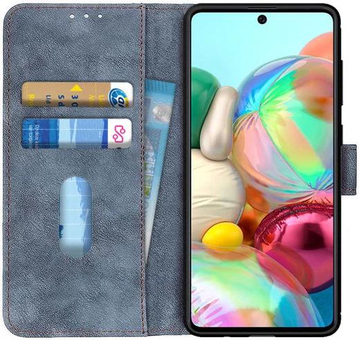 Samsung Galaxy A71 Book Case Kunst Leer Blauw afbeelding 1