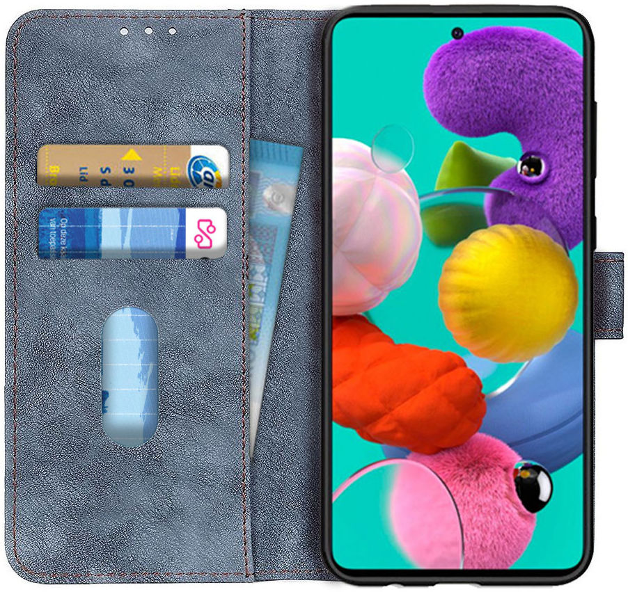 Samsung Galaxy A51 Hoesje Wallet Bookcase Leer Shell Blauw afbeelding 1