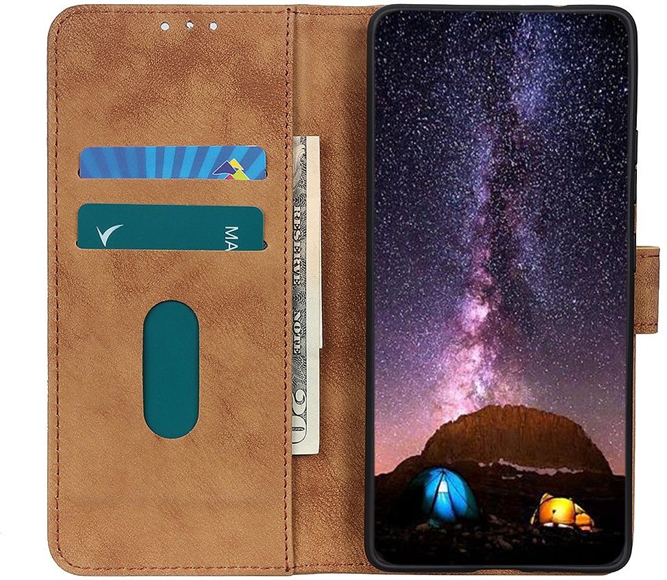 Samsung Galaxy S20 Ultra Hoesje Retro Style Wallet Book Case Bruin afbeelding 1