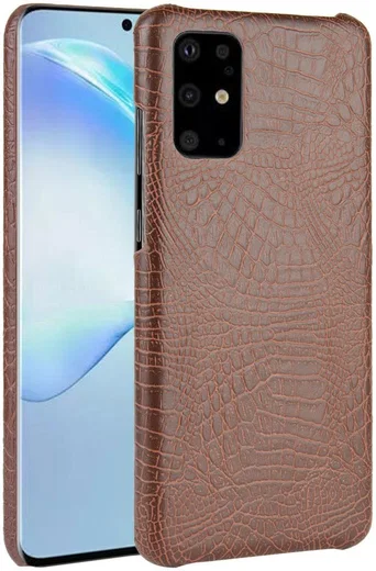 Samsung Galaxy S20 Kunstleren Hoesje met Krokodil Textuur Bruin afbeelding 1
