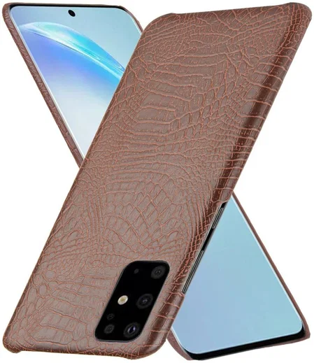 Samsung Galaxy S20 Kunstleren Hoesje met Krokodil Textuur Bruin afbeelding 2