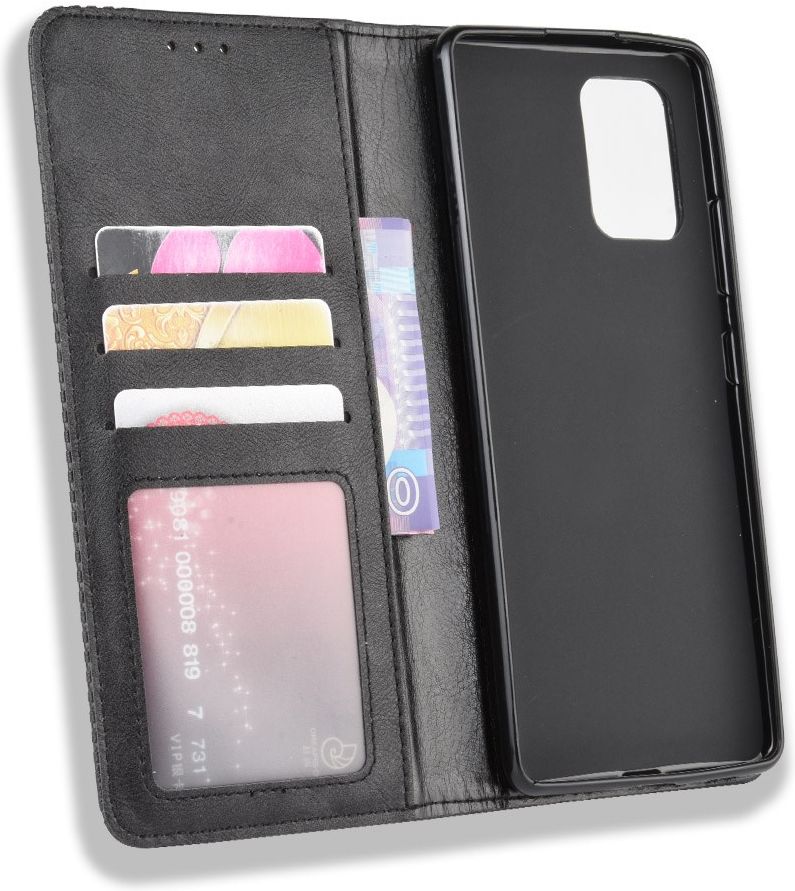 Samsung Galaxy S10 Lite Hoesje Vintage Wallet Kunst Leer Zwart afbeelding 8