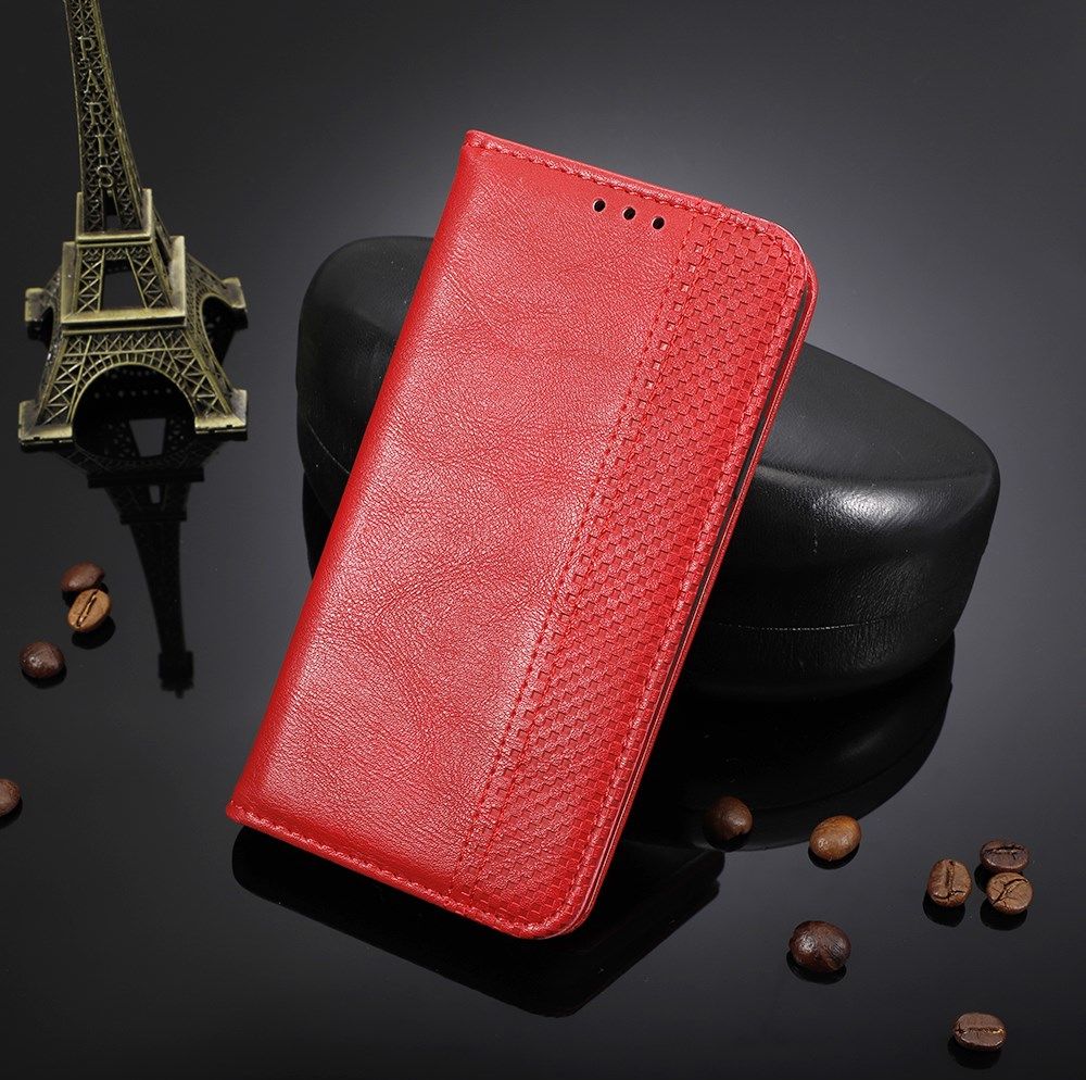 Samsung Galaxy S10 Lite Hoesje Vintage Wallet Kunst Leer Rood afbeelding 5