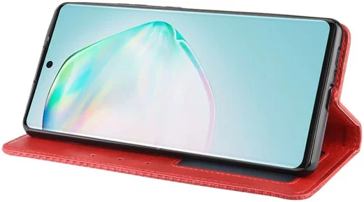 Samsung Galaxy S10 Lite Hoesje Vintage Wallet Kunst Leer Rood afbeelding 3