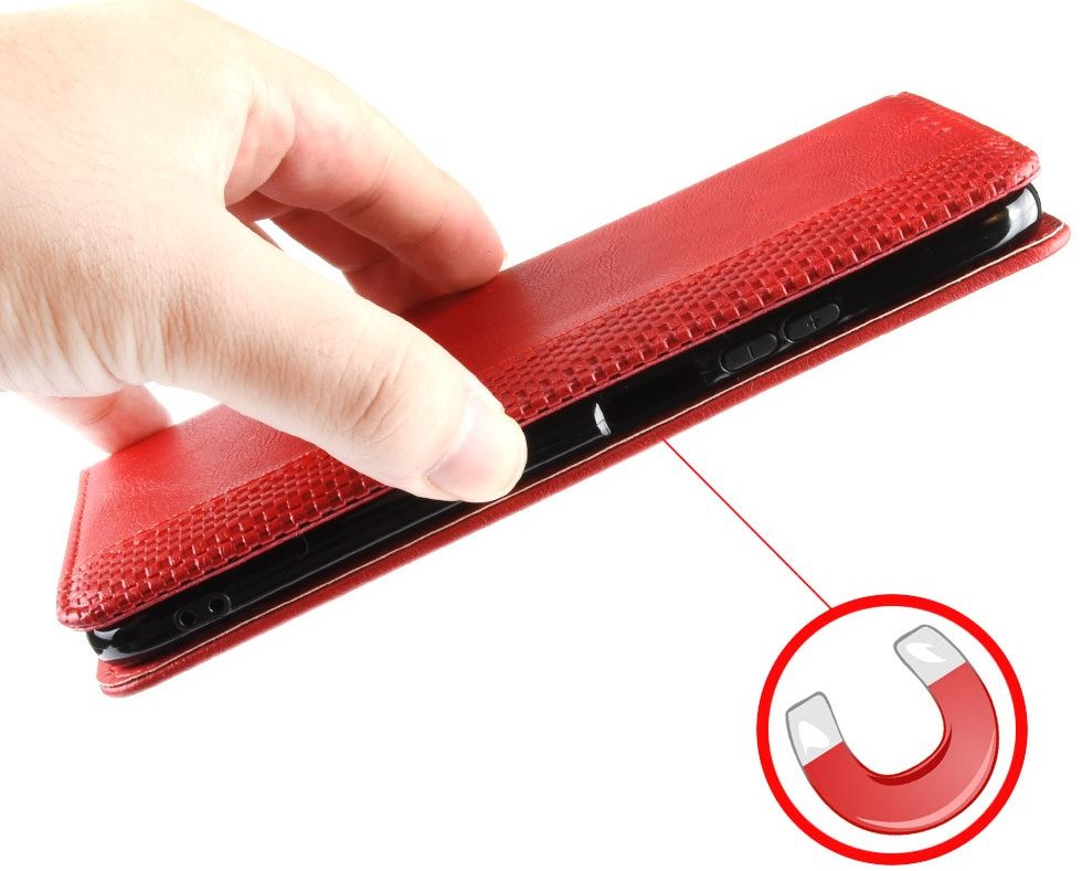 Samsung Galaxy S10 Lite Hoesje Vintage Wallet Kunst Leer Rood afbeelding 9
