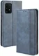 Samsung Galaxy S10 Lite Hoesje Vintage Wallet Kunst Leer Blauw afbeelding 6