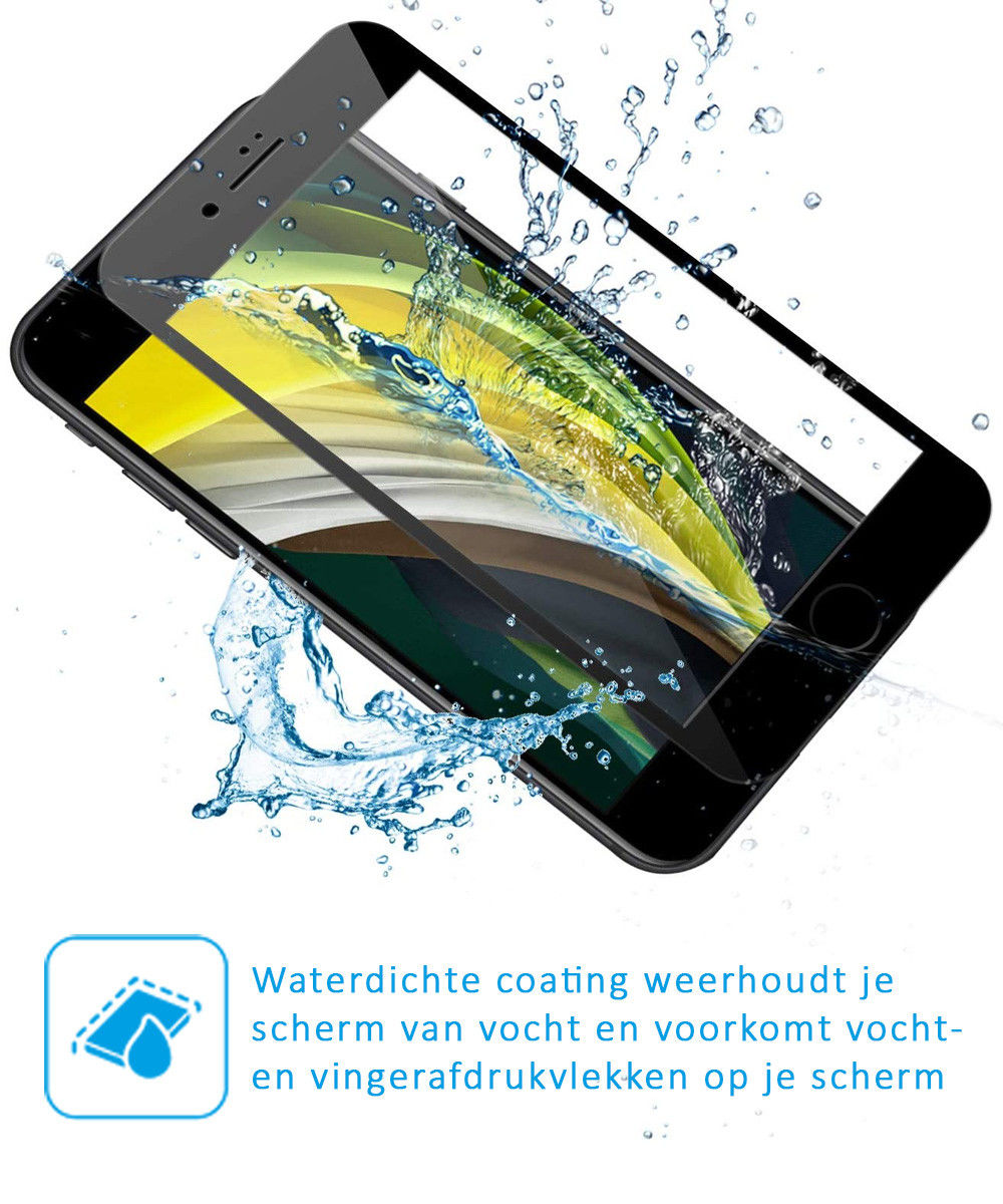 Apple iPhone SE 2020 / 2022 Tempered Glass Screenprotector Zwart afbeelding 3