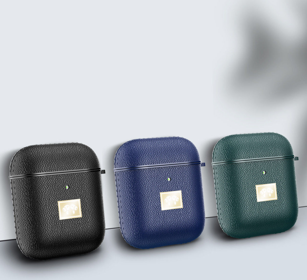 Apple Airpods 1/2 Luxe Kunstlederen Hoesje Blauw afbeelding 2