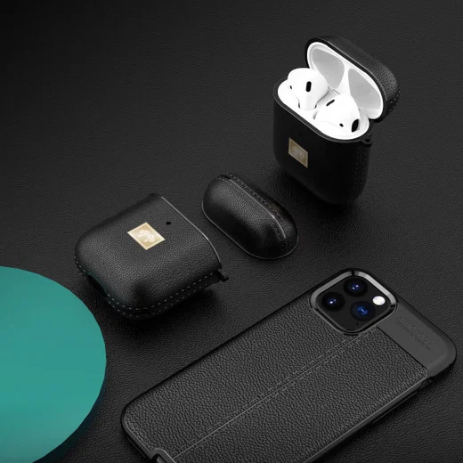 Apple Airpods 1/2 Luxe Kunstlederen Hoesje Blauw afbeelding 5