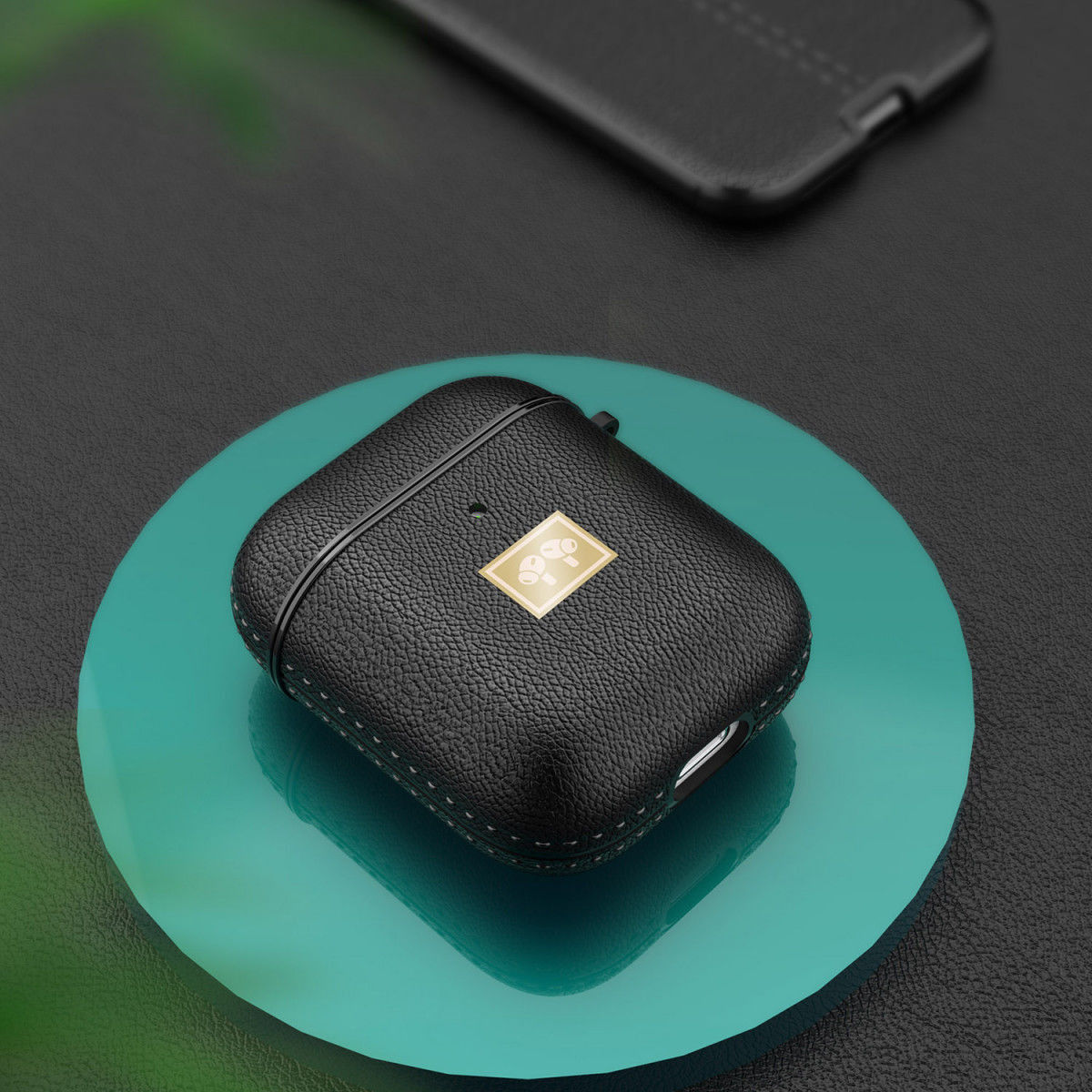 Apple Airpods 1/2 Luxe Kunstlederen Hoesje Blauw afbeelding 6