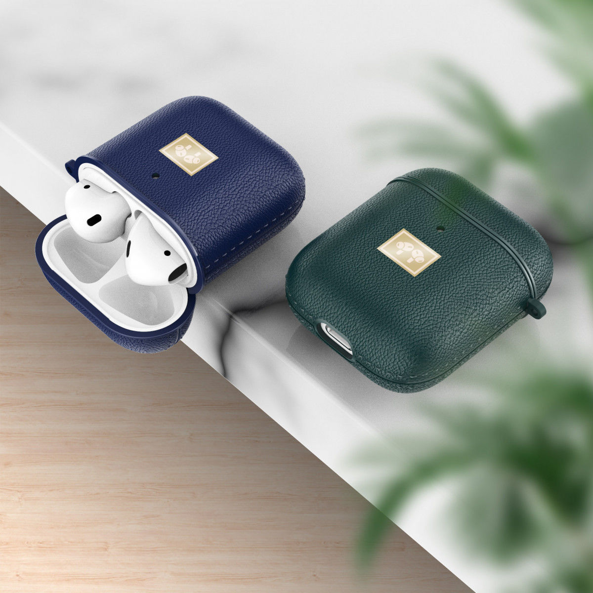 Apple Airpods 1/2 Luxe Kunstlederen Hoesje Blauw afbeelding 4