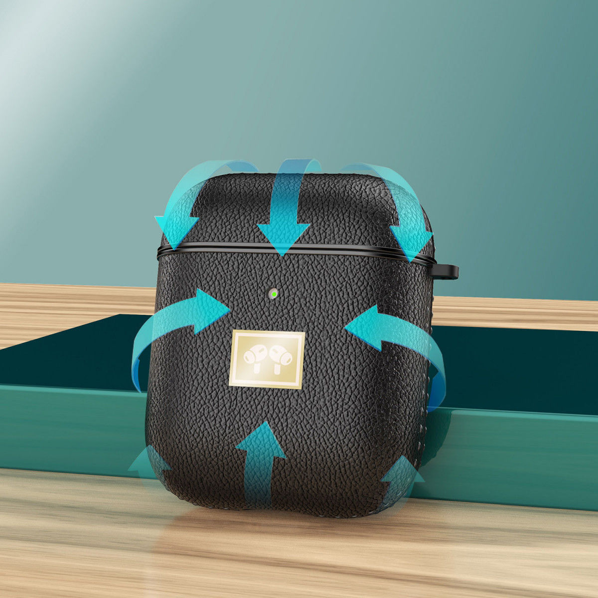 Apple Airpods 1/2 Luxe Kunstlederen Hoesje Blauw afbeelding 7
