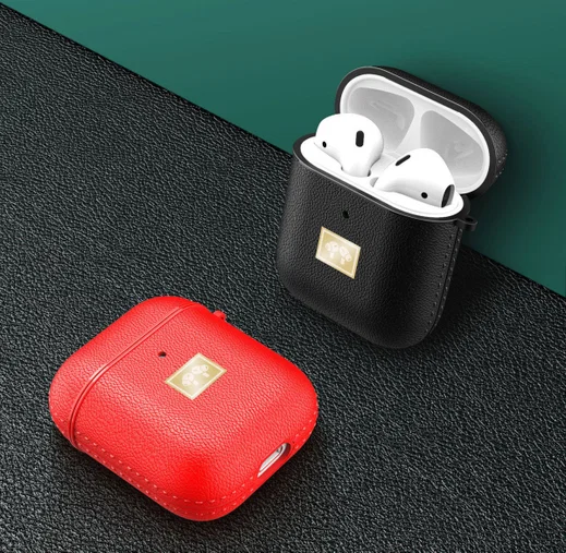Apple Airpods 1/2 Luxe Kunstlederen Hoesje Blauw afbeelding 9
