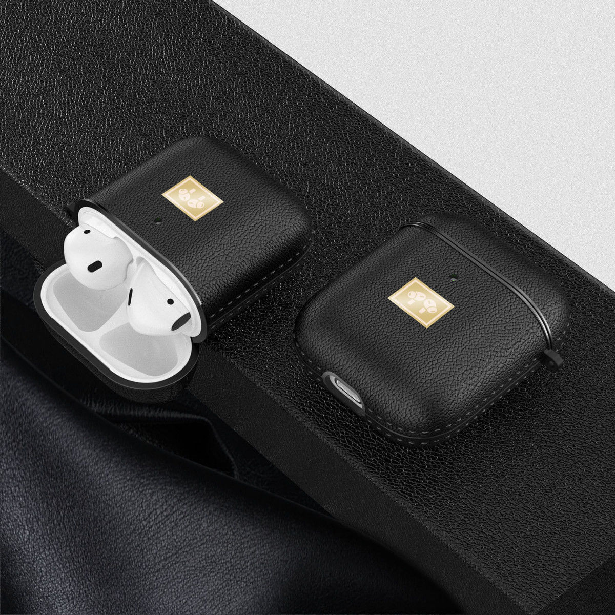 Apple Airpods 1/2 Luxe Kunstlederen Hoesje Blauw afbeelding 10