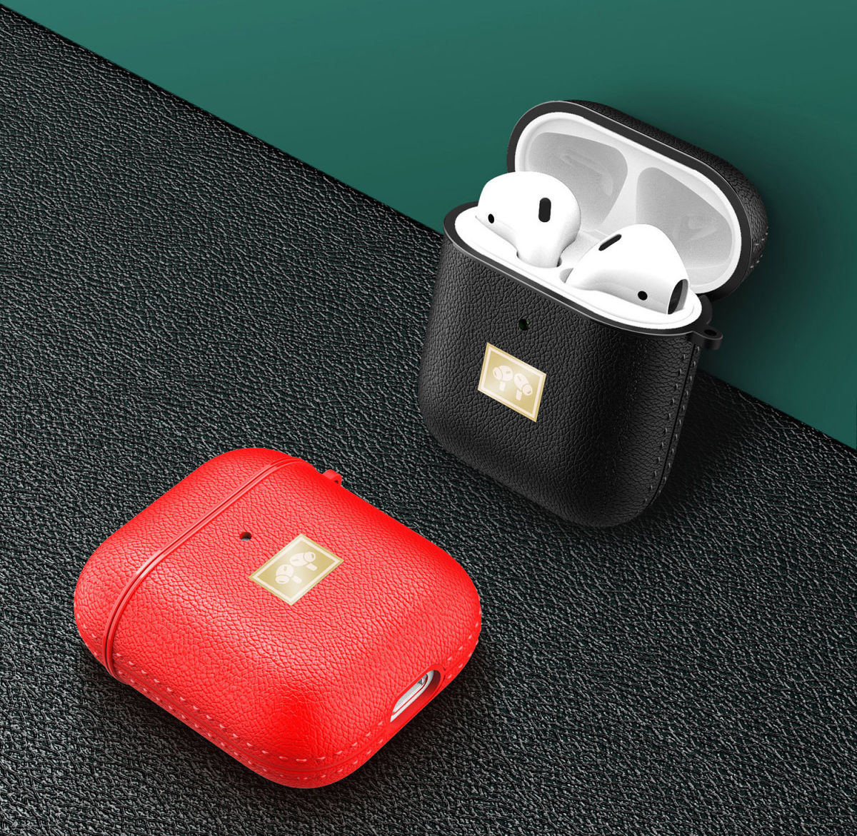 Apple Airpods 1/2 Luxe Kunstlederen Hoesje Groen afbeelding 9