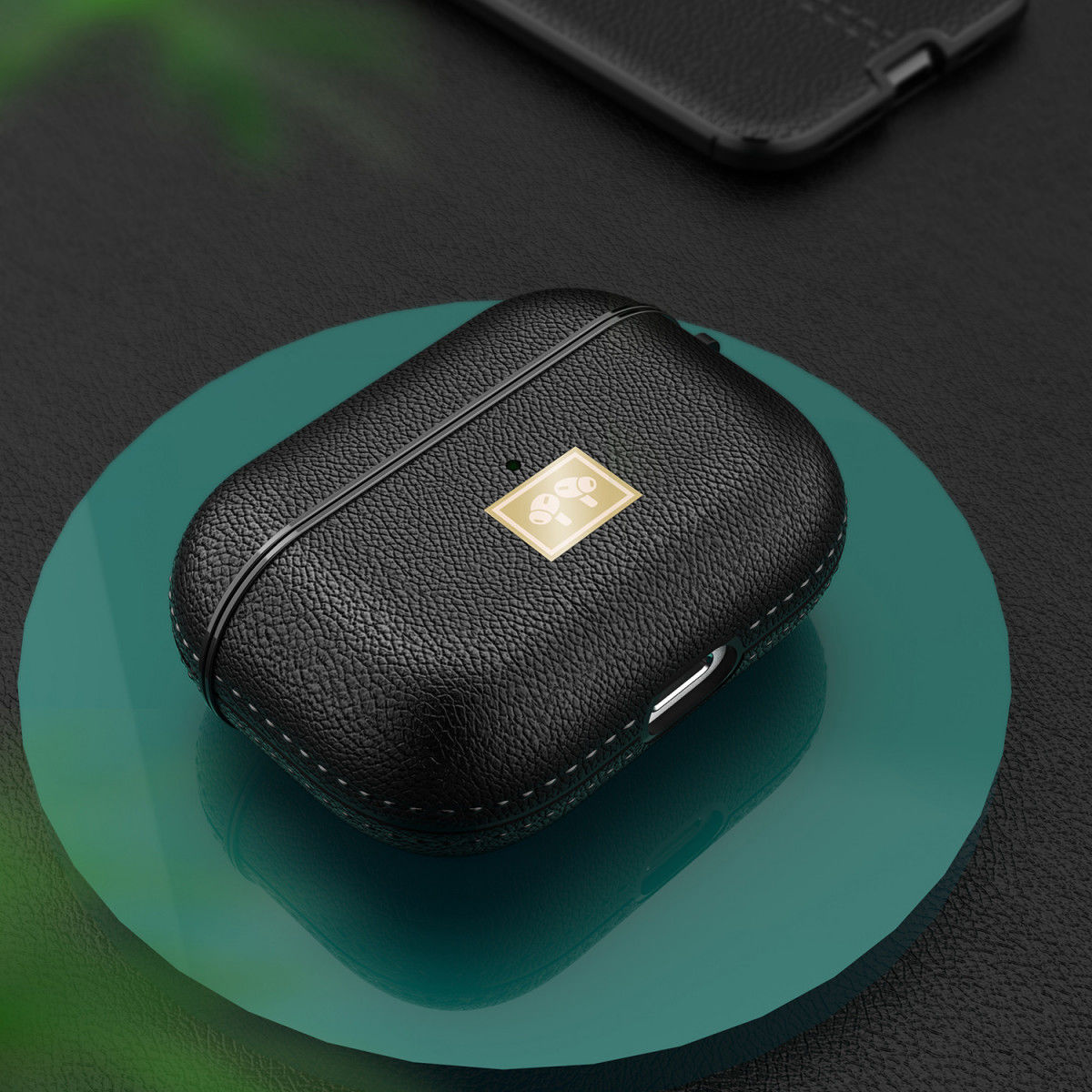 Apple Airpods Pro Luxe Kunstlederen Hoesje Zwart afbeelding 4