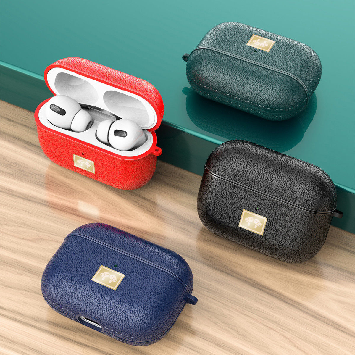 Apple Airpods Pro Luxe Kunstlederen Hoesje Rood afbeelding 4