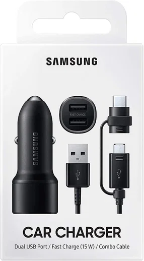 Originele Samsung Duo 15W Fast Charge Autolader met Combo Kabel Zwart afbeelding 9