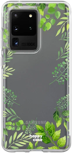 HappyCase Samsung Galaxy S20 Ultra Flexibel TPU Hoesje Leaves Print afbeelding 1