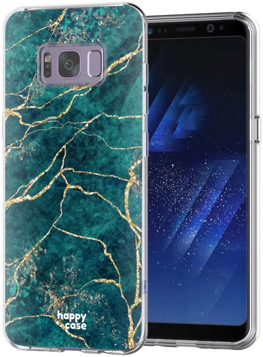 HappyCase Samsung Galaxy S8 Hoesje Flexibel TPU Aqua Marmer Print afbeelding 2