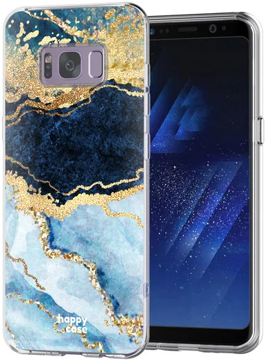 HappyCase Samsung Galaxy S8 Hoesje Flexibel TPU Blauw Marmer Print afbeelding 2