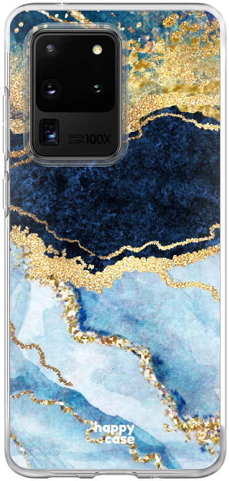 HappyCase Samsung Galaxy S20 Ultra Hoesje Flexibel TPU Blauw Marmer afbeelding 1