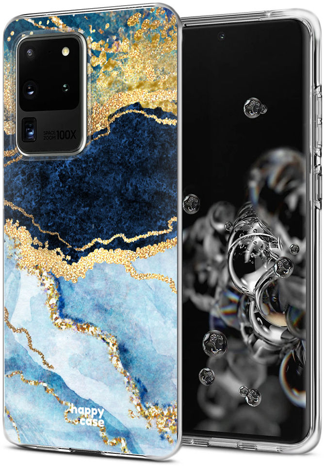 HappyCase Samsung Galaxy S20 Ultra Hoesje Flexibel TPU Blauw Marmer afbeelding 2