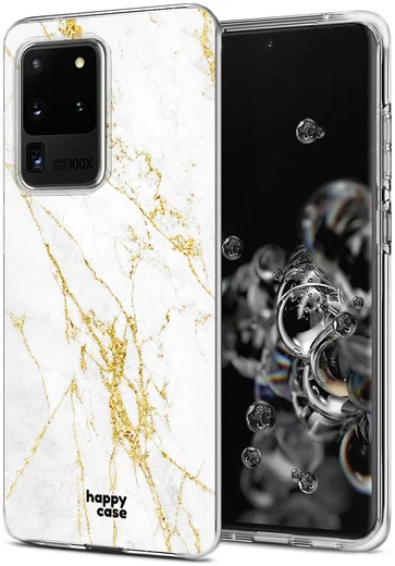 HappyCase Samsung Galaxy S20 Ultra Hoesje Flexibel TPU Wit Marmer afbeelding 2