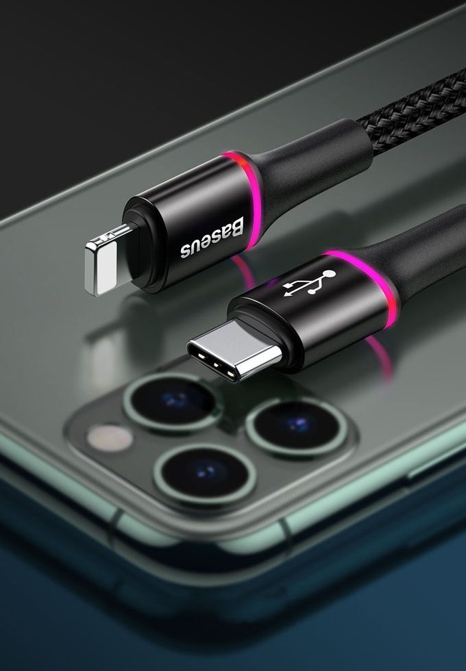 Baseus Halo  Quick Charge Apple Lightning Kabel 1m Zwart afbeelding 9