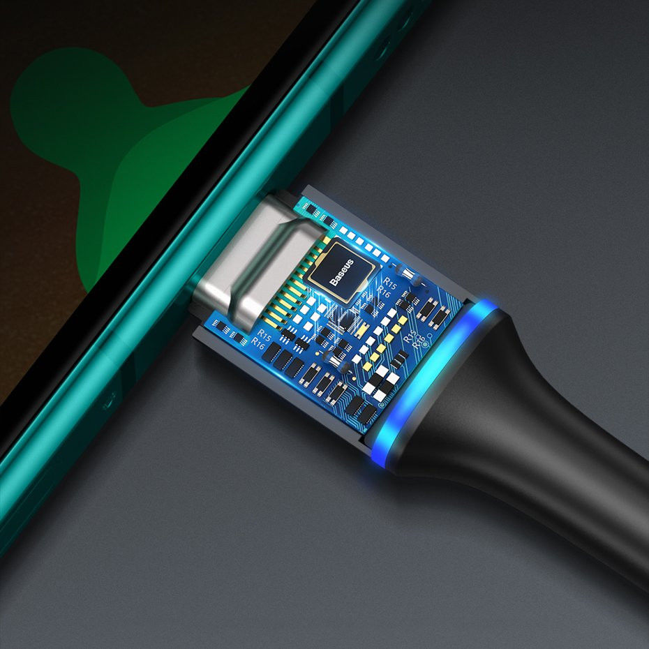 Baseus Halo Series Quick Charge USB-C naar Lichtgevende Kabel 2m Zwart afbeelding 9