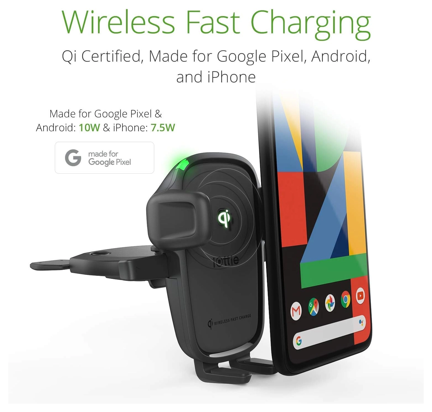 iOttie Easy One Telefoonhouder Auto Ventilatierooster/CD-Speler met Opladen 10W afbeelding 3