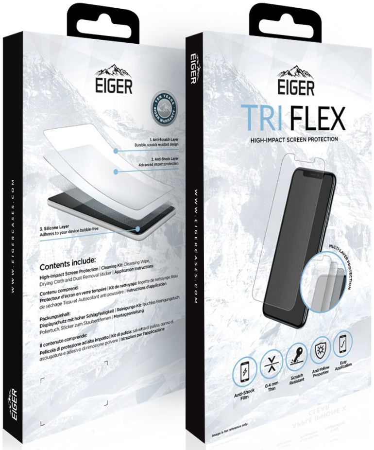 Eiger Tri Flex iPhone 11 / XR Display Folie Screenprotector (2-Pack) afbeelding 5