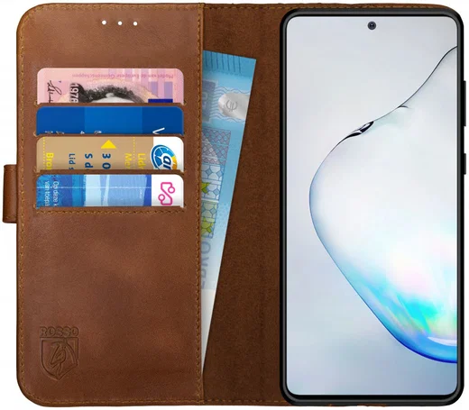 Rosso Deluxe Galaxy Note 10 Lite Hoesje Echt Leer Book Case Bruin afbeelding 1