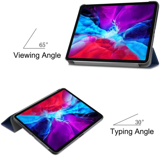 Apple iPad Pro 12.9 2018 / 2020 Tri-Fold Flip Case Blauw afbeelding 6