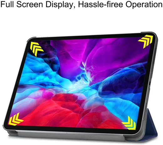 Apple iPad Pro 12.9 2018 / 2020 Tri-Fold Flip Case Blauw afbeelding 4