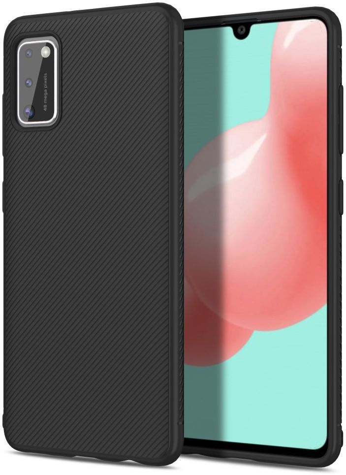 Samsung Galaxy A41 Hoesje Twill Slim Texture Back Cover Zwart afbeelding 1