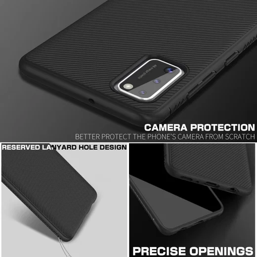 Samsung Galaxy A41 Hoesje Twill Slim Texture Back Cover Zwart afbeelding 5