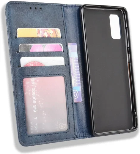 Samsung Galaxy A41 Vintage Portemonnee Hoesje Blauw afbeelding 5