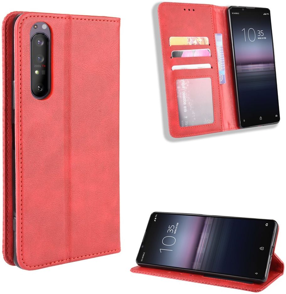 Sony Xperia 1 II Vintage Portemonnee Hoesje Rood afbeelding 6