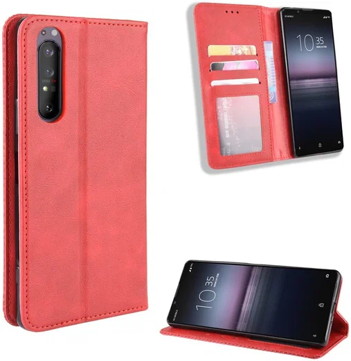 Sony Xperia 1 II Vintage Portemonnee Hoesje Rood afbeelding 6