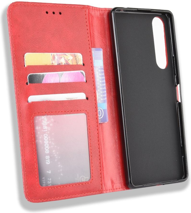 Sony Xperia 1 II Vintage Portemonnee Hoesje Rood afbeelding 7
