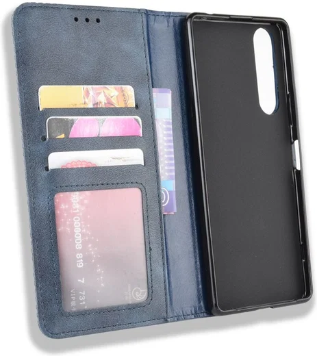 Sony Xperia 1 II Vintage Portemonnee Hoesje Blauw afbeelding 5
