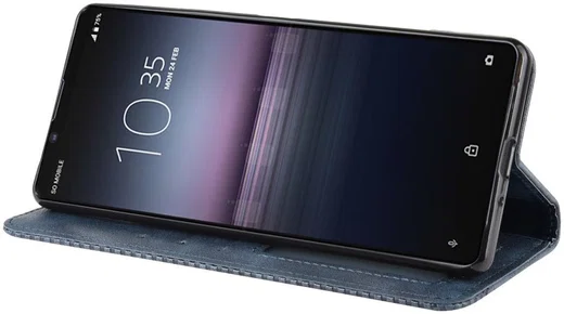 Sony Xperia 1 II Vintage Portemonnee Hoesje Blauw afbeelding 3