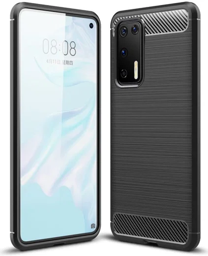 Huawei P40 Geborsteld TPU Hoesje Zwart afbeelding 1