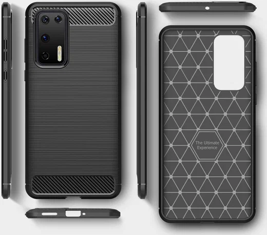 Huawei P40 Geborsteld TPU Hoesje Zwart afbeelding 2