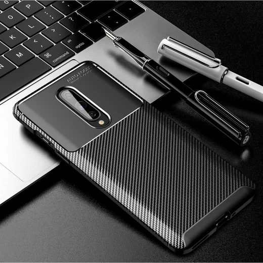 OnePlus 8 Geborsteld TPU Hoesje Zwart afbeelding 1
