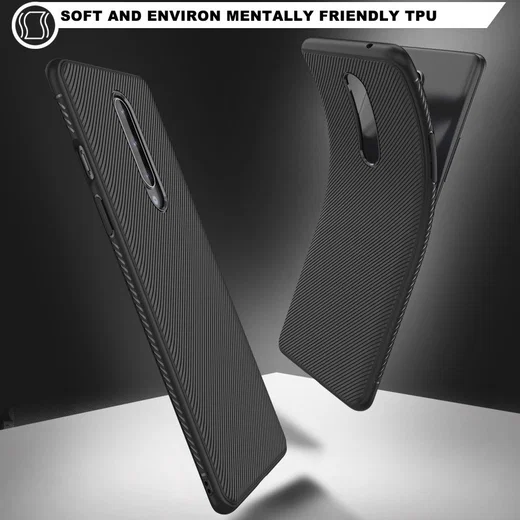 OnePlus 8 Twill Slim Texture TPU Hoesje Zwart afbeelding 7