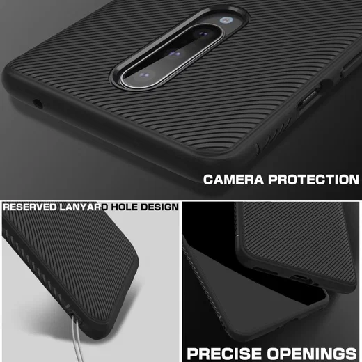 OnePlus 8 Twill Slim Texture TPU Hoesje Zwart afbeelding 8