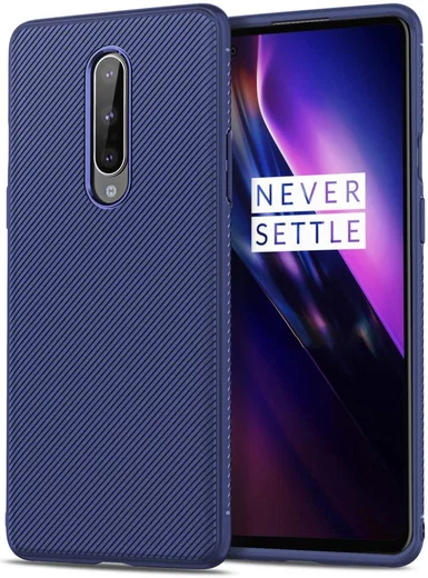 OnePlus 8 Twill Slim Texture TPU Hoesje Blauw afbeelding 1