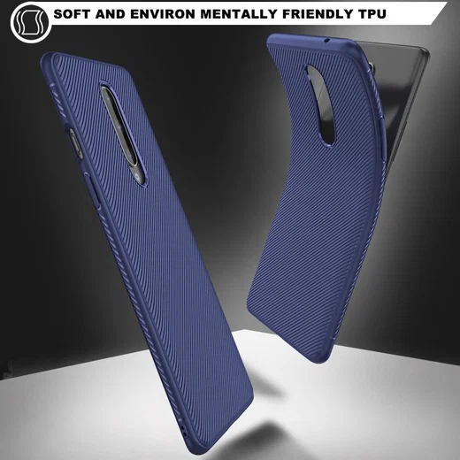 OnePlus 8 Twill Slim Texture TPU Hoesje Blauw afbeelding 7